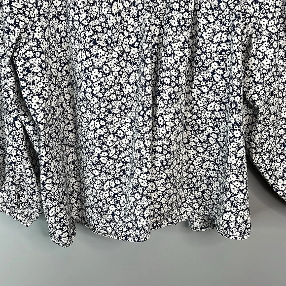 OLD NAVY Liberty Floral Peasant Top Long Balloon Sleeve Split V Neck Navy XXL - Picture 5 of 11